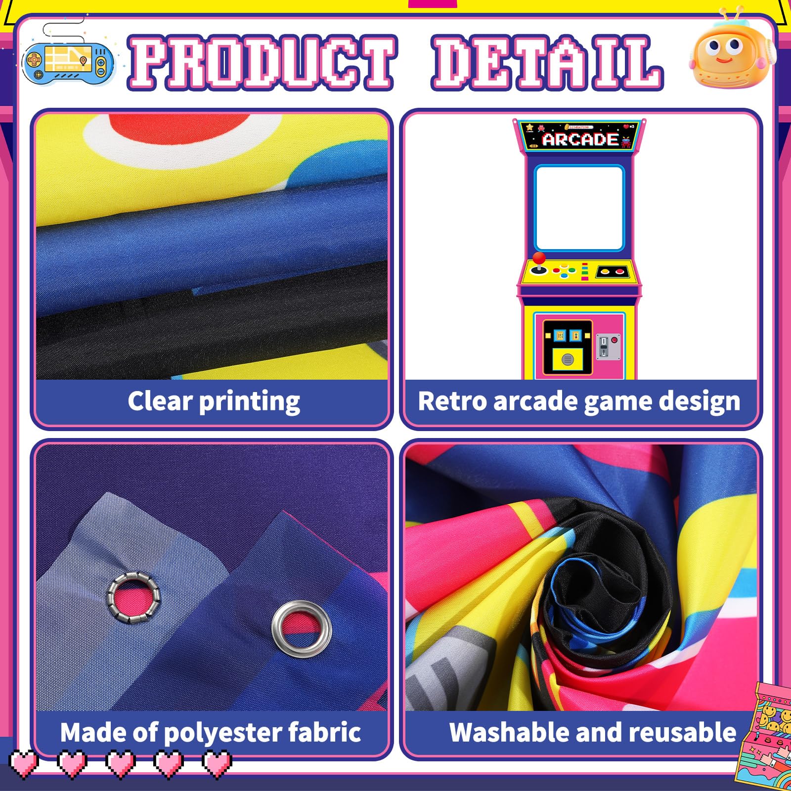 Retro Video Gaming Fabric Arca - đánh giá và giá Background Retro Gaming