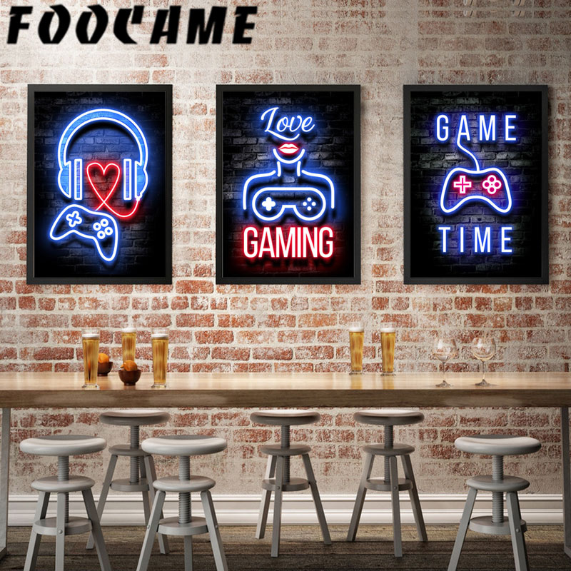 Neon Gamepad Game Zone Poster  - đánh giá và giá Retro Gaming Zone