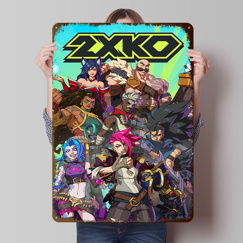 2XKO Fighting Game Art Tinplat - đánh giá và giá Retro Poster Gaming