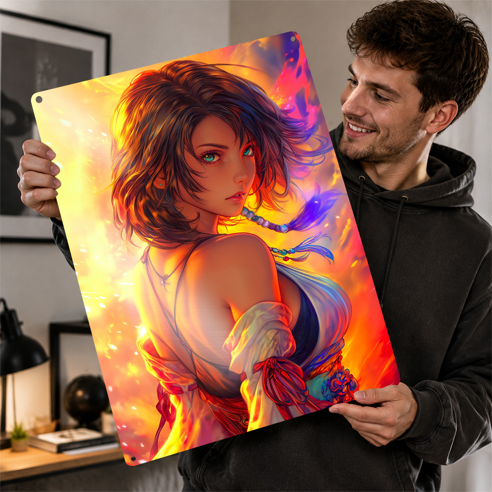 Anime Girl With Fiery Backgrou - đánh giá và giá Background Retro Gaming