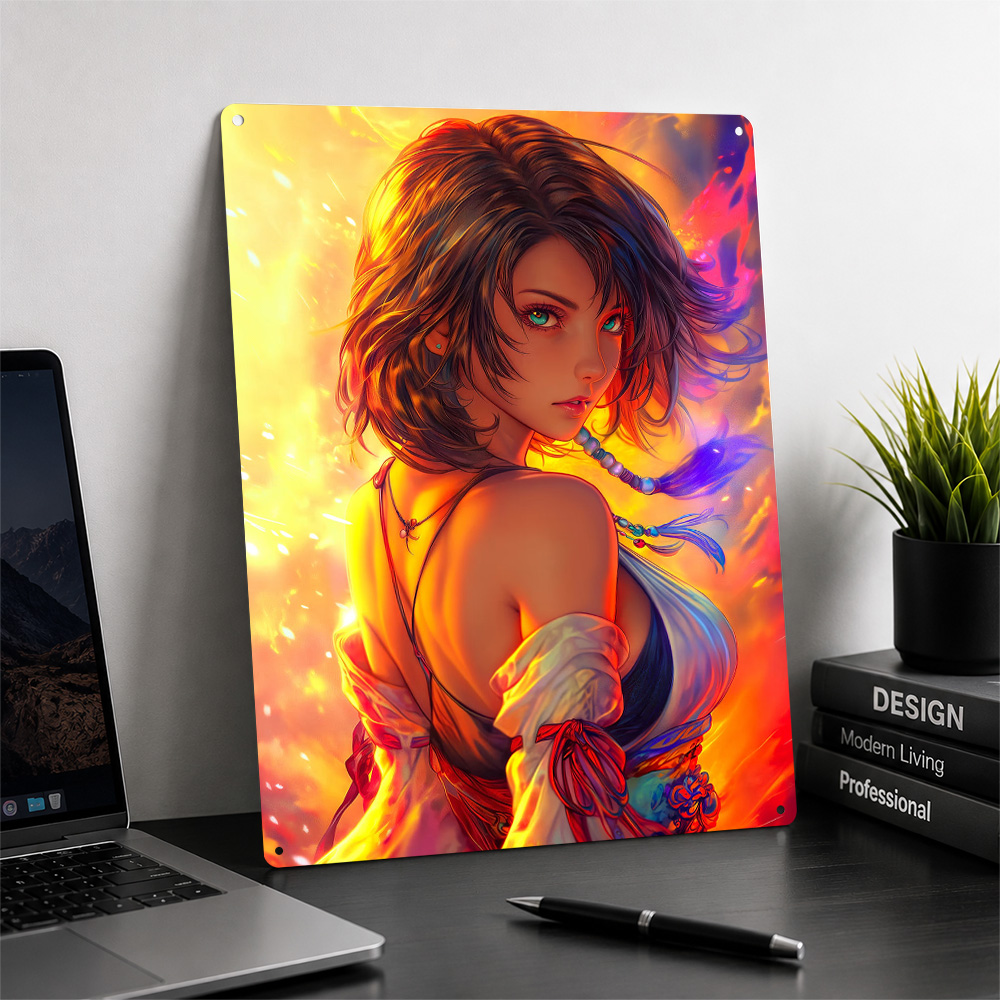 Anime Girl With Fiery Backgrou - đánh giá và giá Background Retro Gaming