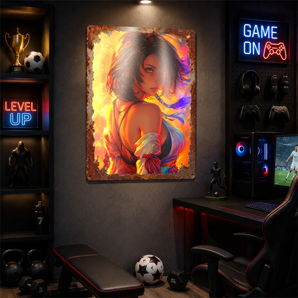 Anime Girl With Fiery Backgrou - đánh giá và giá Background Retro Gaming