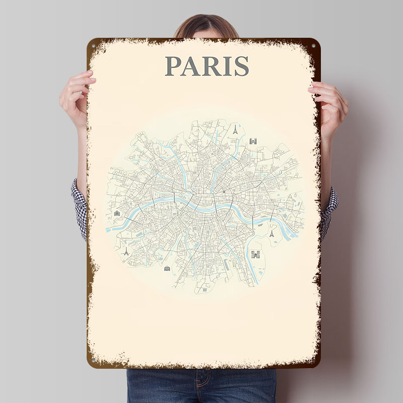 Paris City Map Tinplate Poster - đánh giá và giá Retro Gaming Paris