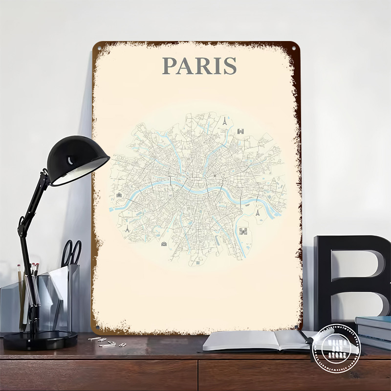 Paris City Map Tinplate Poster - đánh giá và giá Retro Gaming Paris