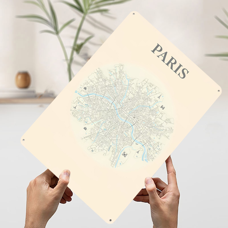 Paris City Map Tinplate Poster - đánh giá và giá Retro Gaming Paris