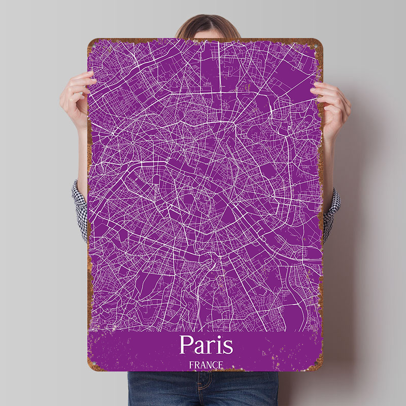 Paris City Map Printed Poster  - đánh giá và giá Retro Gaming Paris