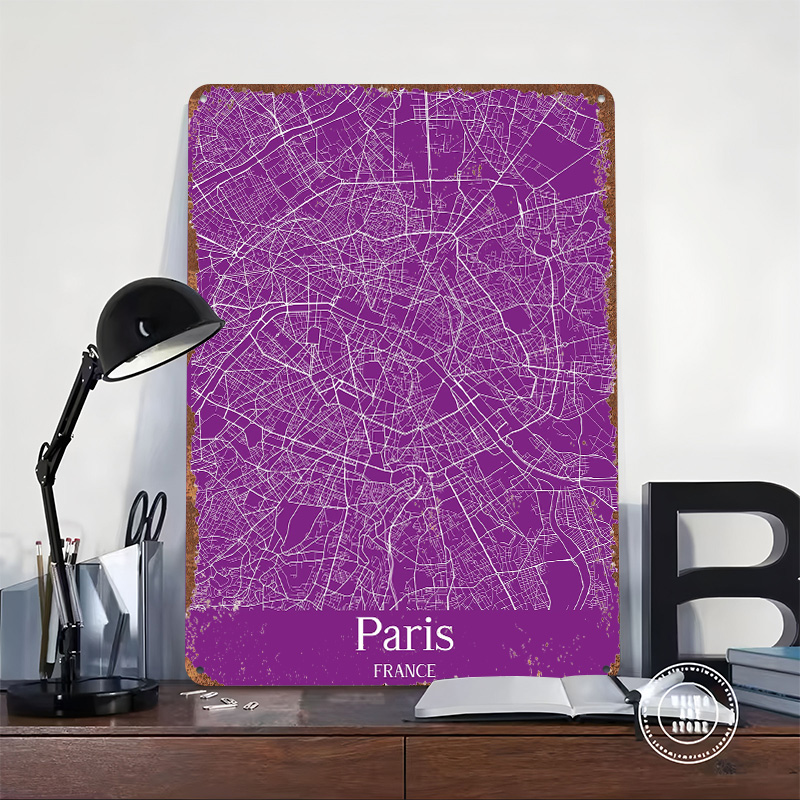 Paris City Map Printed Poster  - đánh giá và giá Retro Gaming Paris