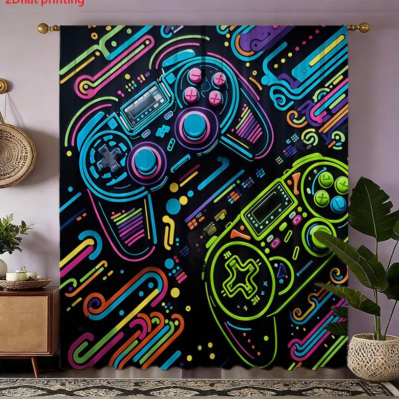 2pcs Gaming Curtains Neon Retr - đánh giá và giá Background Retro Gaming