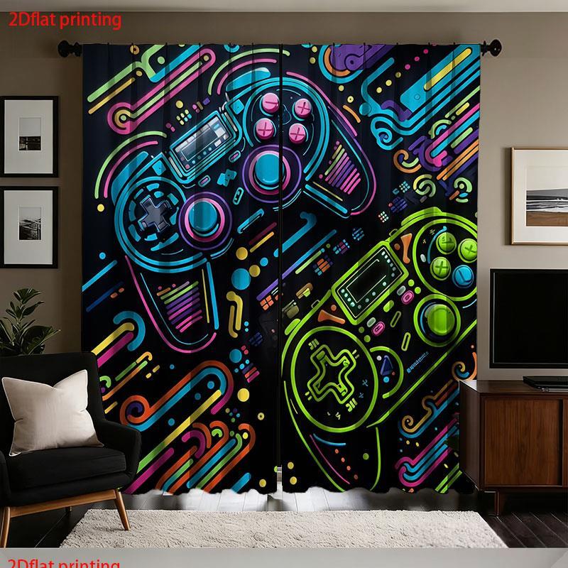 2pcs Gaming Curtains Neon Retr - đánh giá và giá Background Retro Gaming